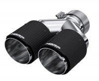 Thumbnail for MBRP 3in ID / Dual 4in OD Out Staggered L 9.87in / R 9.37in Dual Wall Carbon Fiber Univ Exhaust Tip
