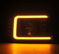 Thumbnail for AlphaRex 92-96 Ford F-Series/Bronco LUXX-Series Proj Headlights Blk w/Actv Light SeqSig & SBDRL