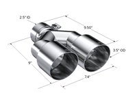 Thumbnail for MBRP Universal T304 SS Dual Tip 3.5in OD/2.5in Inlet