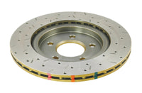 Thumbnail for DBA 05-13 Ford Mustang GT/V6 Rear Drilled & Slotted 4000 Series Rotor w/ Gold Hat