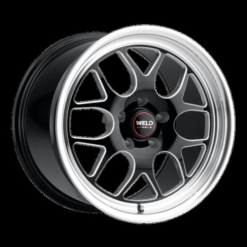 Weld Solana Drag 15x10 / 5x114.3 BP / ET25 / 7.46in BS / 78.1 Dia - Gloss Black Milled Wheel