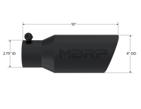 Thumbnail for MBRP Universal Angled Rolled End Tip 4in OD / 2-3/4in Inlet / 10in Length - Black