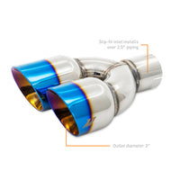 Thumbnail for Mishimoto Dual Offset Tips 2.5in Inlet 3in Outlet Slash Cut - Burnt