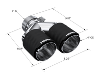 Thumbnail for MBRP 3in ID / Dual 4in OD Out Staggered L 9.37in / R 9.87in Dual Wall Carbon Fiber Univ Exhaust Tip
