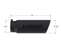 Thumbnail for MBRP Universal Tip 6in OD Angled Rolled End 5in Inlet 18in Lgth Black Finish Exhaust
