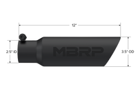 Thumbnail for MBRP Universal Tip 3.5 O.D. Dual Wall Angled 2.5 inlet 12 length - Black Finish