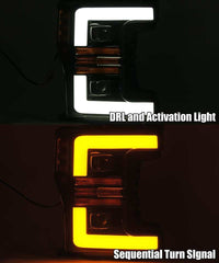 Thumbnail for AlphaRex 17-19 Ford F-250 SD PRO-Series Proj Headlights Plank Style Black w/Activ Light/Seq Signal