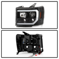 Thumbnail for Spyder 07-13 GMC Sierra 1500-3500 Ver 2 Proj Headlights - DRL LED - All Blk PRO-YD-GS07V2-LBDRL-BKV2