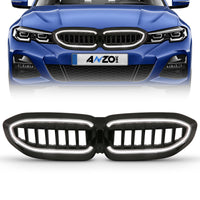 Thumbnail for Anzo 19-22 BMW 3 Series Black Housing Full LED Front Grille w/ Initiation & Running Light