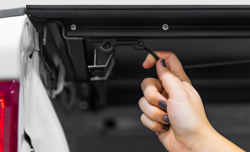 Access 2022+ Rivian R1T 4ft 6in Bed (w/ OEM Tonneau Track) LOMAX Folding Hard Cover - Carbon Fiber