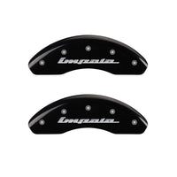 Thumbnail for MGP 4 Caliper Covers Engraved Front & Rear Impala Black finish silver ch