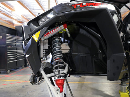 aFe 14-16 Polaris RZR 925/1000cc Sway-A-Way 2.5 Front Coilover Kit w/ Remote Reservoirs and Comp Adj