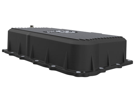 aFe 20-26 GM Trucks L6 3.0L Transmission Pan - Black w/ Machined Fins