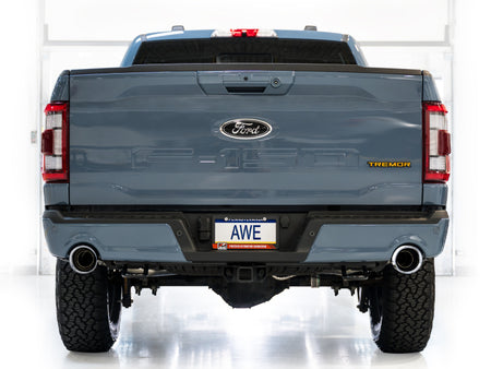 AWE Tuning 2021+ Ford F150 Tremor w/ Bumper Cutouts 0FG Non-Resonated Catback w/ Chrome Silver Tips