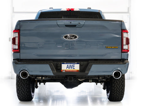 AWE Tuning 2021+ Ford F150 Tremor w/ Bumper Cutouts 0FG Resonated Catback w/ Chrome Silver Tips