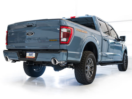 AWE Tuning 2021+ Ford F150 Tremor w/ Bumper Cutouts 0FG Resonated Catback w/ Chrome Silver Tips