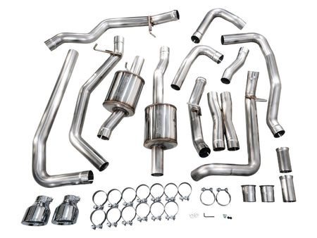 AWE Tuning 2025+ RAM 1500 RHO 3.0 I6 TT 0FG Dual Rear Exit Catback Exhaust - Chrome Silver Tips