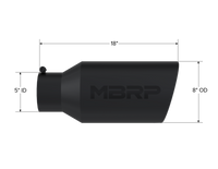 Thumbnail for MBRP Universal Tip 8in OD Rolled End 5in Inlet 18in Length T304 - Black
