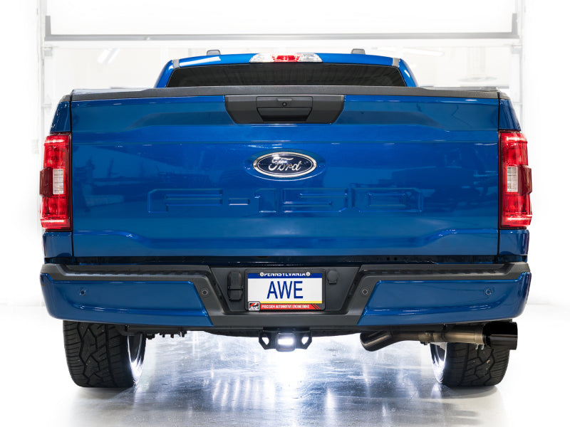 AWE 21-25 Ford F150 (14th Gen Reg Cab) Cat-Back Exhaust - 4.5in Dual Side Exit Diamond Black Tips