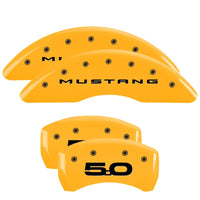 Thumbnail for MGP 4 Caliper Covers Engraved Front 2015/Mustang Engraved Rear 2015/50 Yellow finish black ch