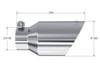 Thumbnail for MBRP Universal Tip 4in O.D. Dual Wall Angled 2.5in inlet 8in length T304