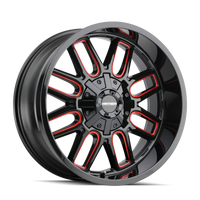 Thumbnail for Mayhem 8107 Cogent 22x10 / 8x170 BP / -19mm Offset / 125.2mm Hub Gloss Black Milled Prism Red Wheel