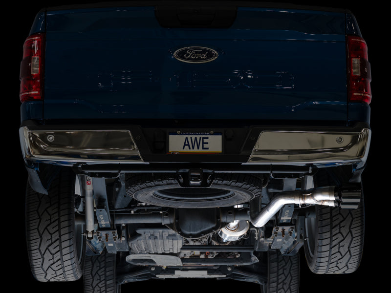 AWE 21-25 Ford F150 (14th Gen Reg Cab) Cat-Back Exhaust - 4.5in Dual Side Exit Diamond Black Tips