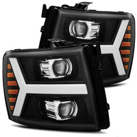Thumbnail for AlphaRex 07-13 Chevy 1500HD PRO-Series Proj Headlight Plank Style Matte Blk w/Activ Light/Seq Signal