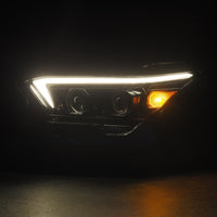 Thumbnail for AlphaRex 23-24 Toyota Tacoma LUXX-Series LED Proj Headlights Alpha Blk w/Actv Light & Seq. Sig + DRL
