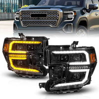 Thumbnail for Anzo 19-21 GMC Sierra 1500 LED Projector Headlight w/Switchback+Sequential - Black