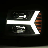 Thumbnail for AlphaRex 07-13 Chevy 1500HD PRO-Series Proj Headlight Plank Style Matte Blk w/Activ Light/Seq Signal