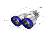 Thumbnail for MBRP Burnt End Tip 2.5 ID Dual 4 OD Out 9.55 length Single wall 304 Stainless Steel Pass Side