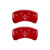 Thumbnail for MGP 4 Caliper Covers Engraved Front Mustang Engraved Rear Bar & Pony Red finish silver ch