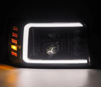 Thumbnail for AlphaRex 92-96 Ford F-Series/Bronco PRO-Series Proj Headlights Alpha-Blk w/Seq. Sig & DRL