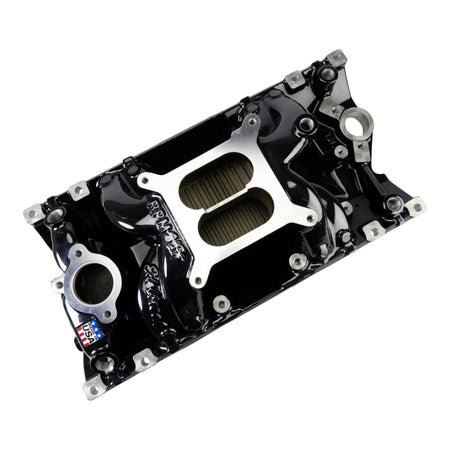 Edelbrock RPM Air-Gap Manifold for Small-Block Chevy Vortec - Black Plasma Finish