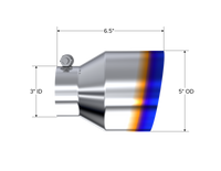 Thumbnail for MBRP T304 Stainless Steel Burnt End Angle Cut Exhaust Tip - 3in. ID / 5in. OD / 6.5in. Length