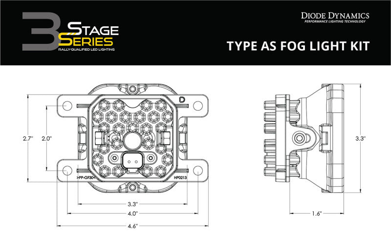 Diode Dynamics SS3 Sport Type AS Kit ABL - Yellow SAE Fog