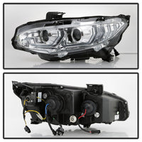Thumbnail for Spyder 16-18 Honda Civic 4Dr w/LED Seq Turn Sig Lights Proj Headlight - Chrome - PRO-YD-HC16-SEQ-C