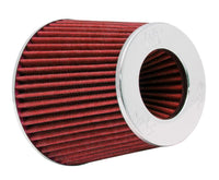 Thumbnail for K&N Universal Air Filter Chrome Round Tapered Red - 4in ID x 1.125in L x 5.5in H (Multi Lingual)