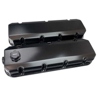 Thumbnail for Moroso BBC 3in Tall Aluminum Valve Covers - Black (w/12AN Breather/Oil Fill)