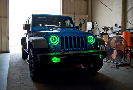 Oracle 07-17 Jeep Wrangler Surface Mount LED Headlight Halo Kit - Green