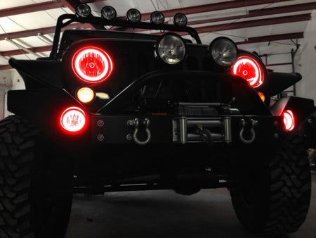 Oracle 07-17 Jeep Wrangler Surface Mount LED Headlight Halo Kit - Red