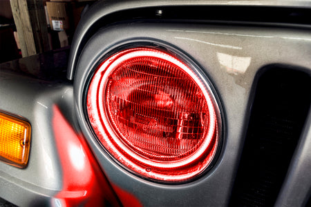 Oracle 97-06 Jeep Wrangler TJ Surface Mount LED Headlight Halo Kit - Red