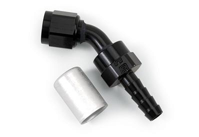 Russell Hose End Crimp On 10 Sae Port Male To -8 Hose 45 Deg Swivel Blk Anodized