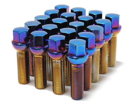 Wheel Mate Mevius Lug Bolt Set of 20 - Chrome Neon 14x1.50 50mm Cone 60 DEG TAP