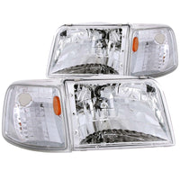 Thumbnail for ANZO 1993-1997 Ford Ranger Crystal Headlights Chrome w/ Corner Lights 2pc