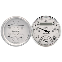 Thumbnail for AutoMeter Gauge Kit 2 Pc. Quad & Tach/Speedo 3-3/8in. Old Tyme White