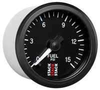 Thumbnail for Autometer Stack 52mm 0-15 PSI 1/8in NPTF Male Pro Stepper Motor Fuel Pressure Gauge - Black