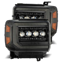 Thumbnail for AlphaRex 14-18 GMC Sierra NOVA LED Proj Headlights Plnk Style Alpha Blk w/Activ Light/Seq Signal/DRL