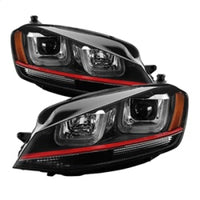 Thumbnail for Spyder Volkswagen Golf VII 14-16 Projector Headlights DRL LED Red Stripe Blk PRO-YD-VG15-RED-DRL-BK